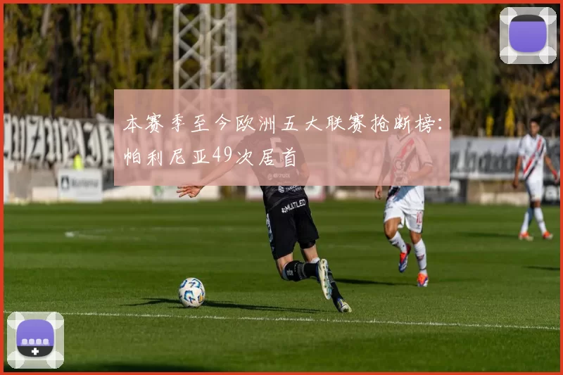 本赛季至今欧洲五大联赛抢断榜：帕利尼亚49次居首